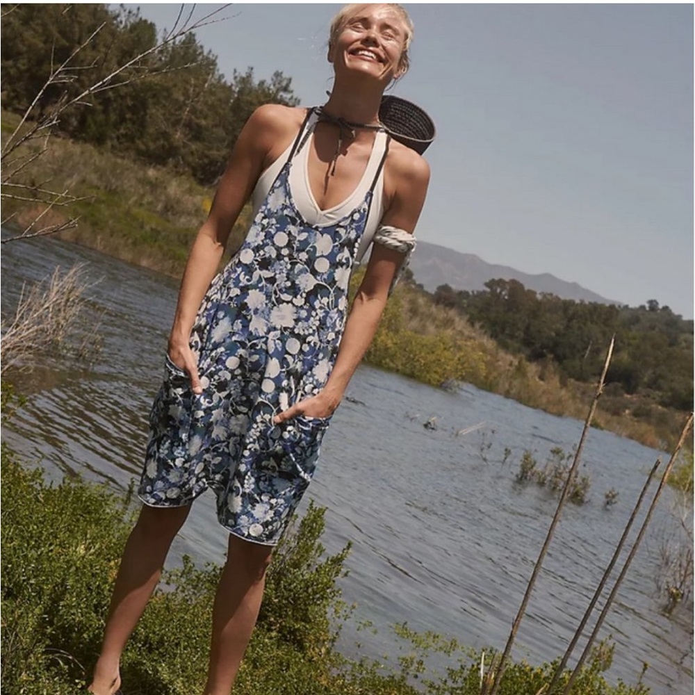 Free People Movement Hot Shot Romper in Forest Floral Combo S